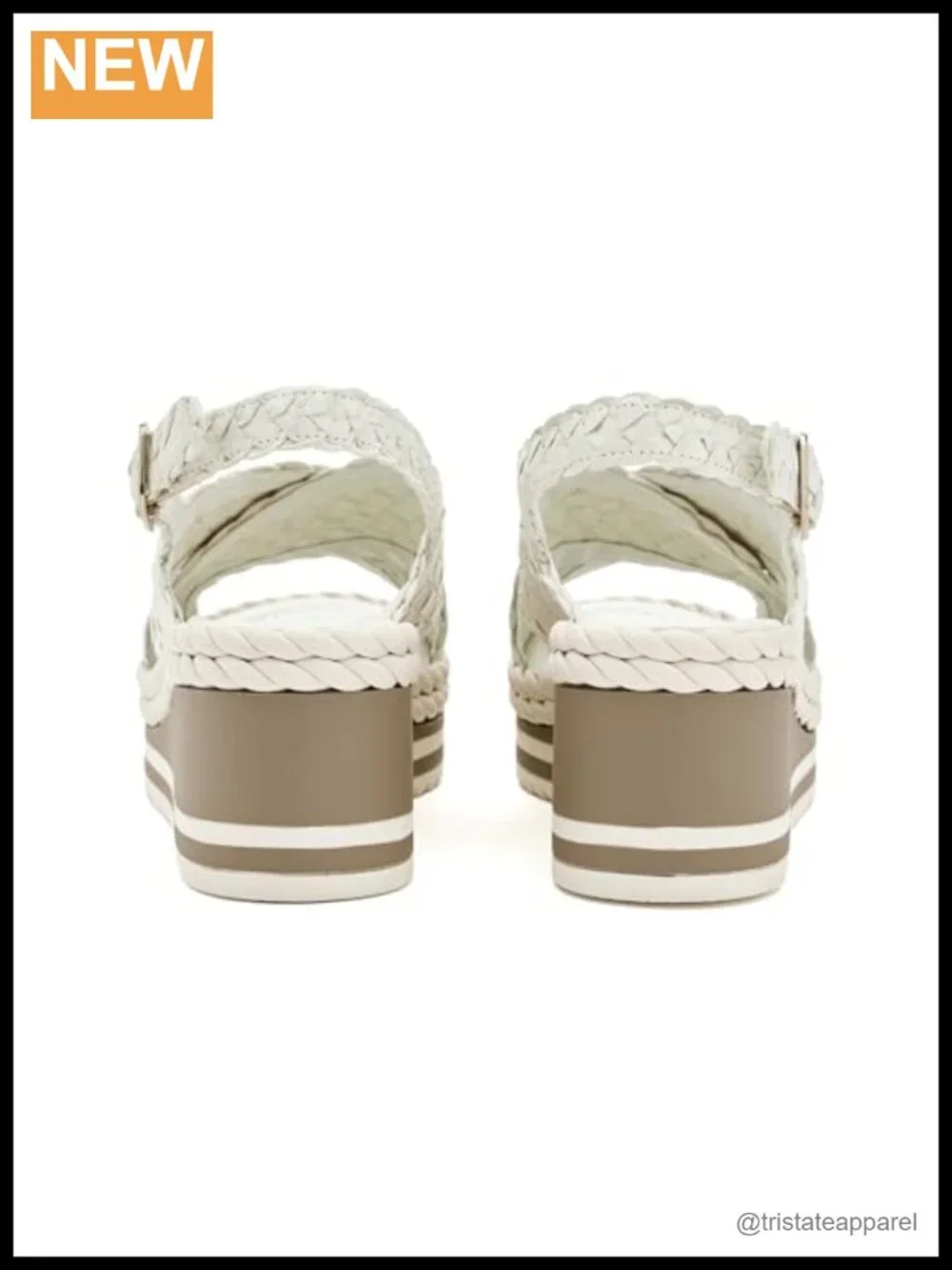 Leather Waterproof Slingback Wedge Sandal with Braided Buckle